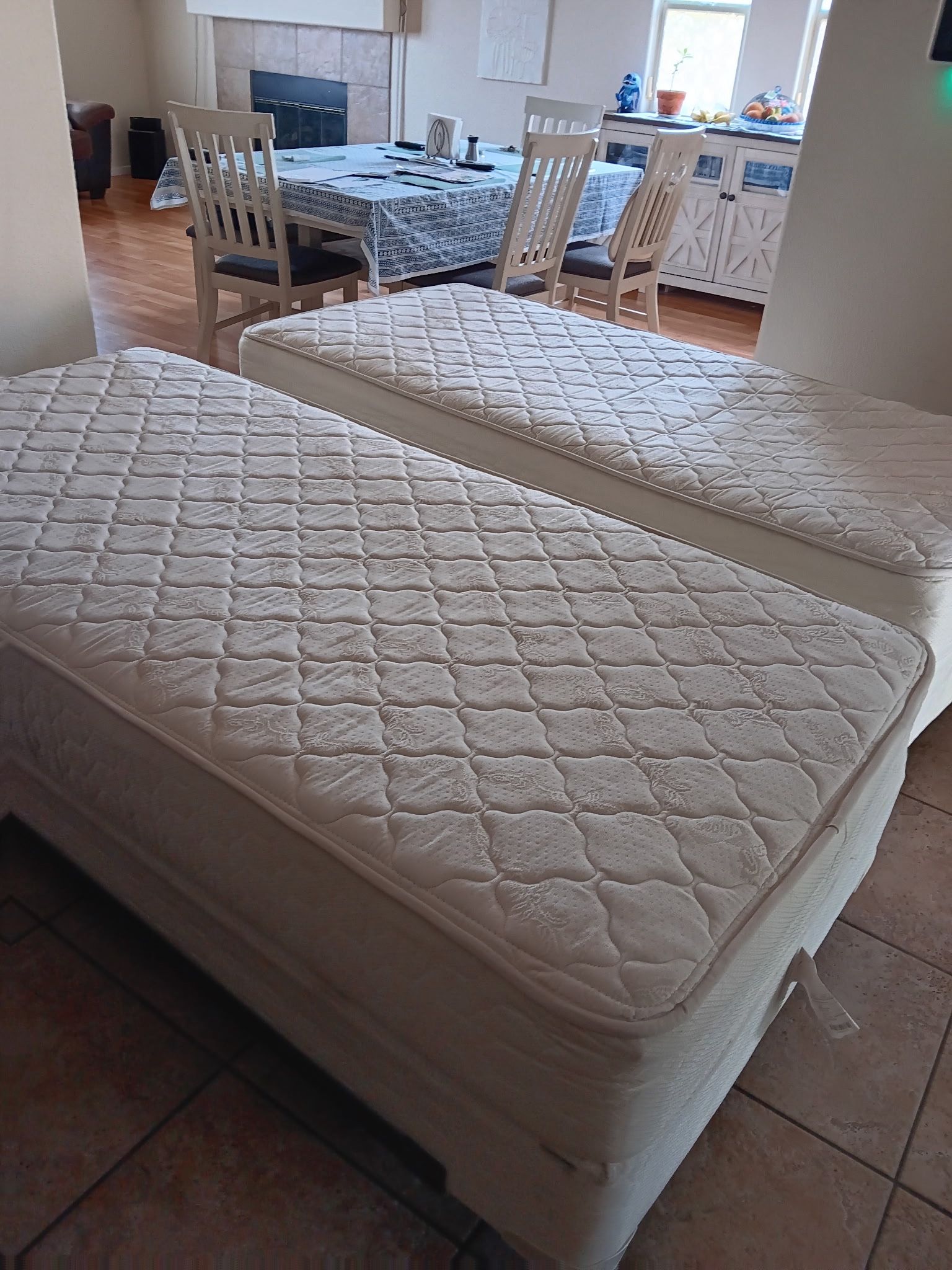 twin beds with mattress  