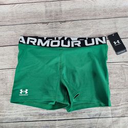 UNDER ARMOUR Women's HeatGear 3" Compression Shorty Shorts Green Size XL NEW