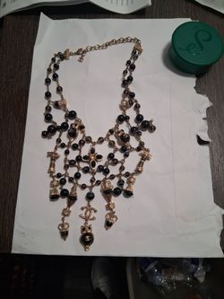 Chanel Statement Bib Necklace Black Gold