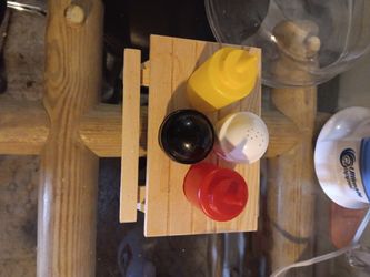 Tiny Picnic Table Condament Set .