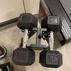 25 KG Free Weights (set Of Two) With Rack