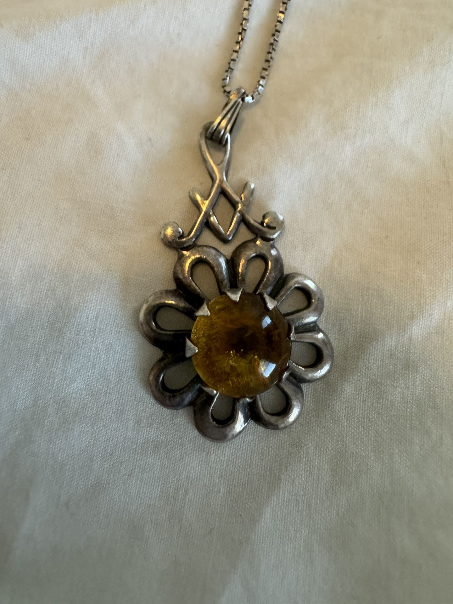 Sterling Silver Amber Necklace