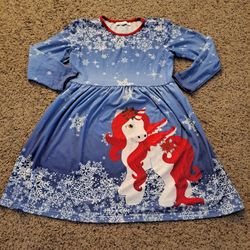 Christmas Unicorn Girls Dress