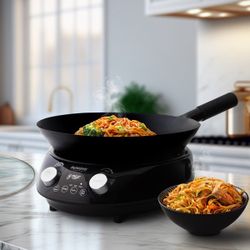 Nuwave Induction Hot Wok with 14" Carbon Steel Wok, Glass Lid & Stand $99.99