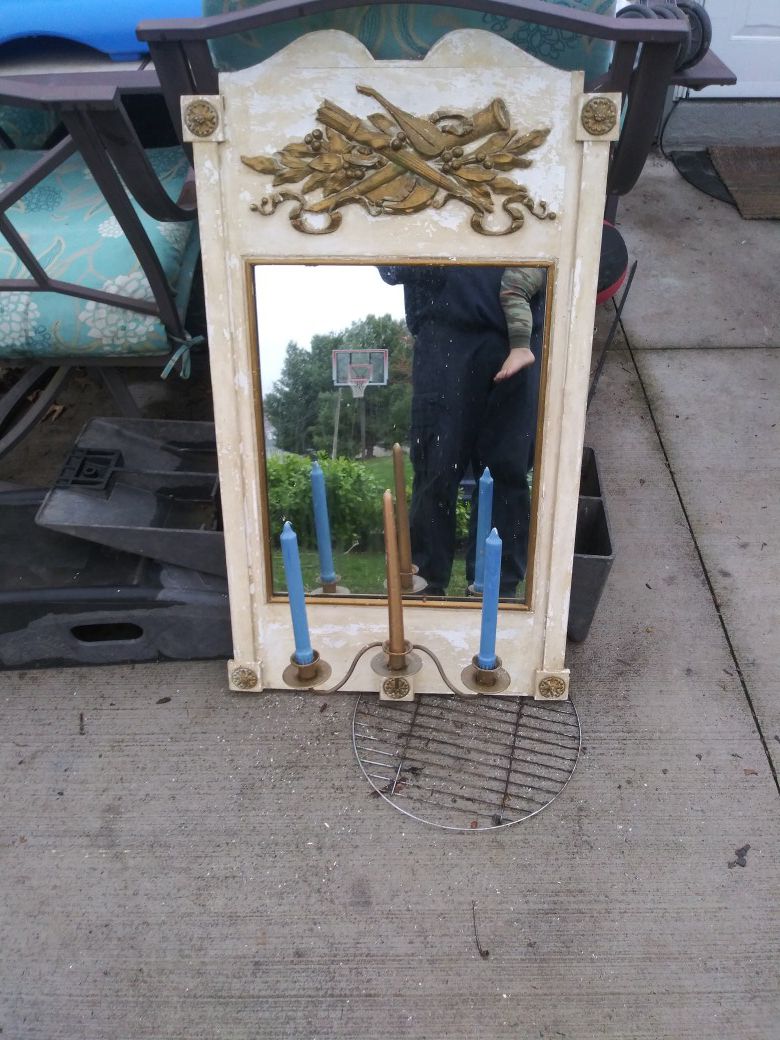 Old mirror with candlebra (maybe antique)