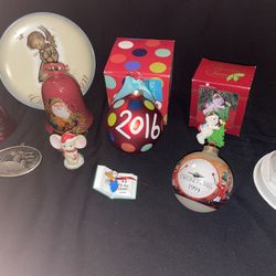Christmas Ornaments- Plate and Bell- DATED 2016, 1987, 1995, 1971, 1994, 2004- USED- LOTH