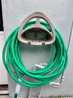 Outdoor Wall Mounted Garden Hose Holder with Shelf & 50 Feet Garden Hose