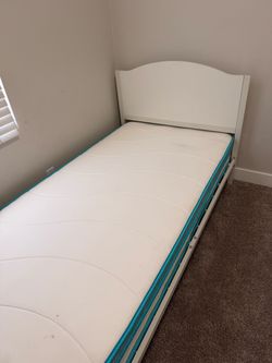 White Twin Bed Frame with Mattress
