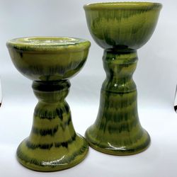 Z Gallerie Pillar Candle Holder Set, in "wasabi" green