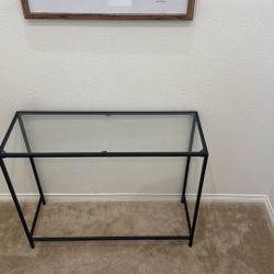 Glass Table With Black metal frame 