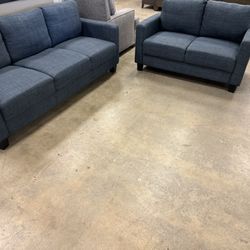 2 Pc Sofa And Loo Seat Blue Color 