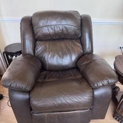 Living Room Recliner Set- Brown Leather