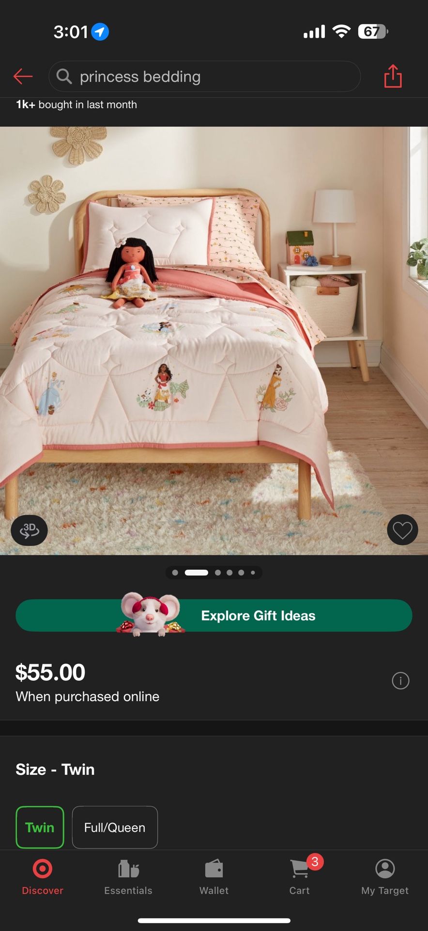 Brand New Twin Size Princess Disney Pillowfort Bedding