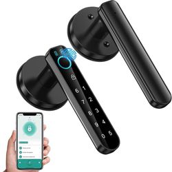 Fingerprint Door Lock- Smart Door knob,biometric Door Lock，with passcode keypad keyless Entry Door Handle，for Bedroom Home Hotel Office Apartment (Bla