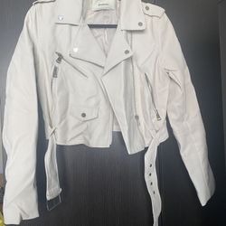 White/Cream Leather Jacket (M)