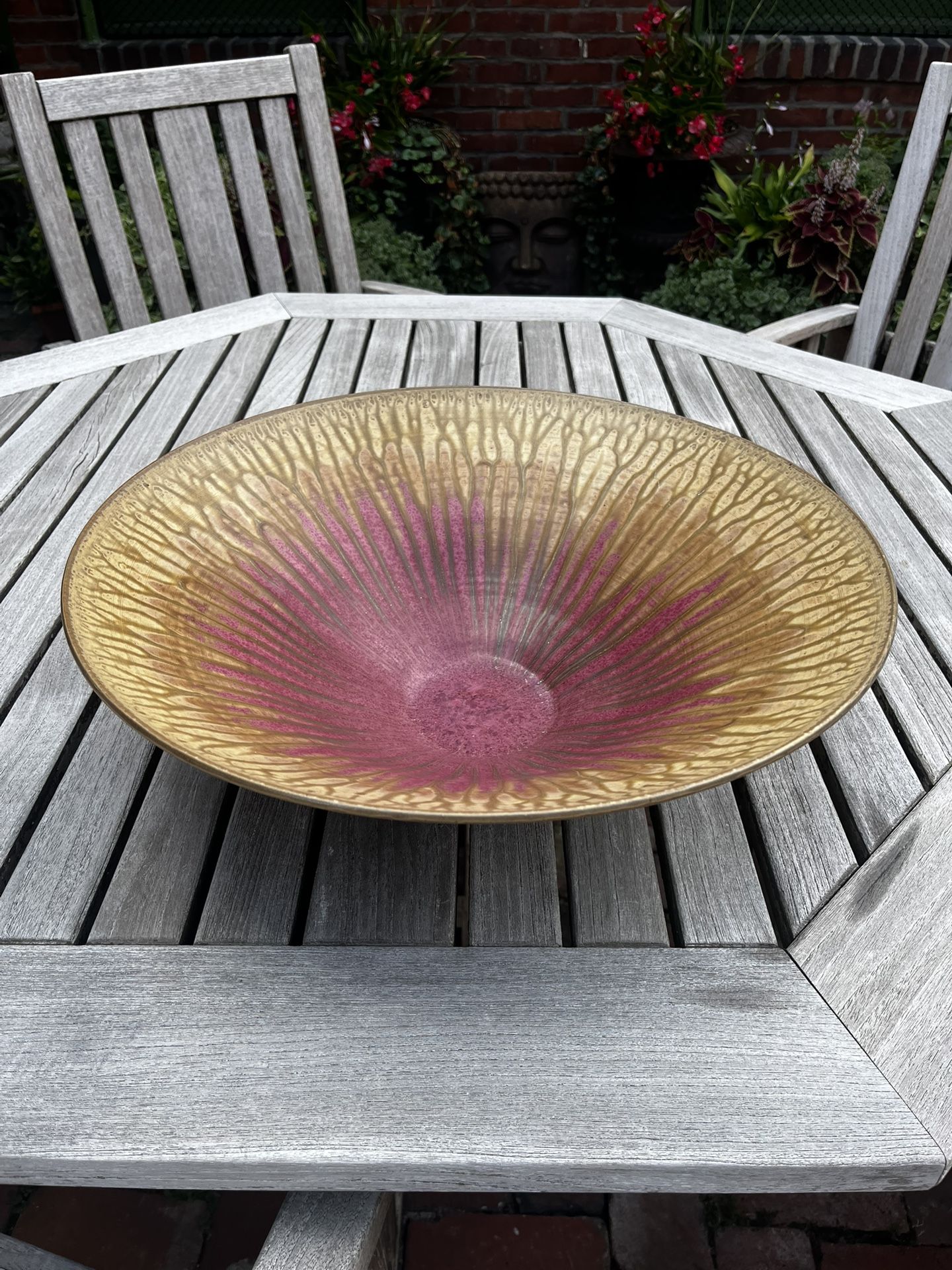 Beautiful Large Art Pottery Centerpiece Bowl Signed Warm Contemporary