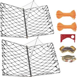 2 Set Castable Crab Trap Kit, Foldable Crabbing Net (no Rope Included)