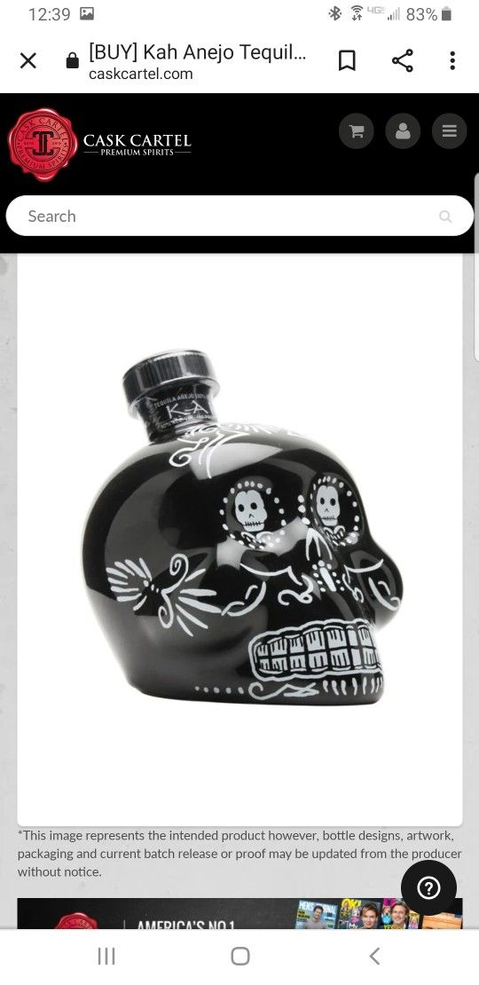 Tequila: Kah Anejo Tequila | Painted Sugar Skull | Collector's Edition

