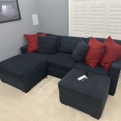 Sleeper Sofa with Chaise and Storage Ottoman