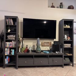 IKEA Hemmed TV Stand & Bookshelves