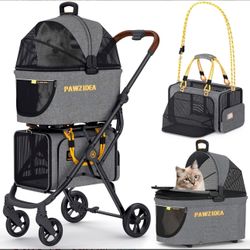 Pozidea Pet stroller multifunctional with double detachable carriers Brand new