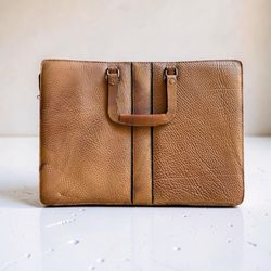 Handmade Pebbled Leather Briefcase
