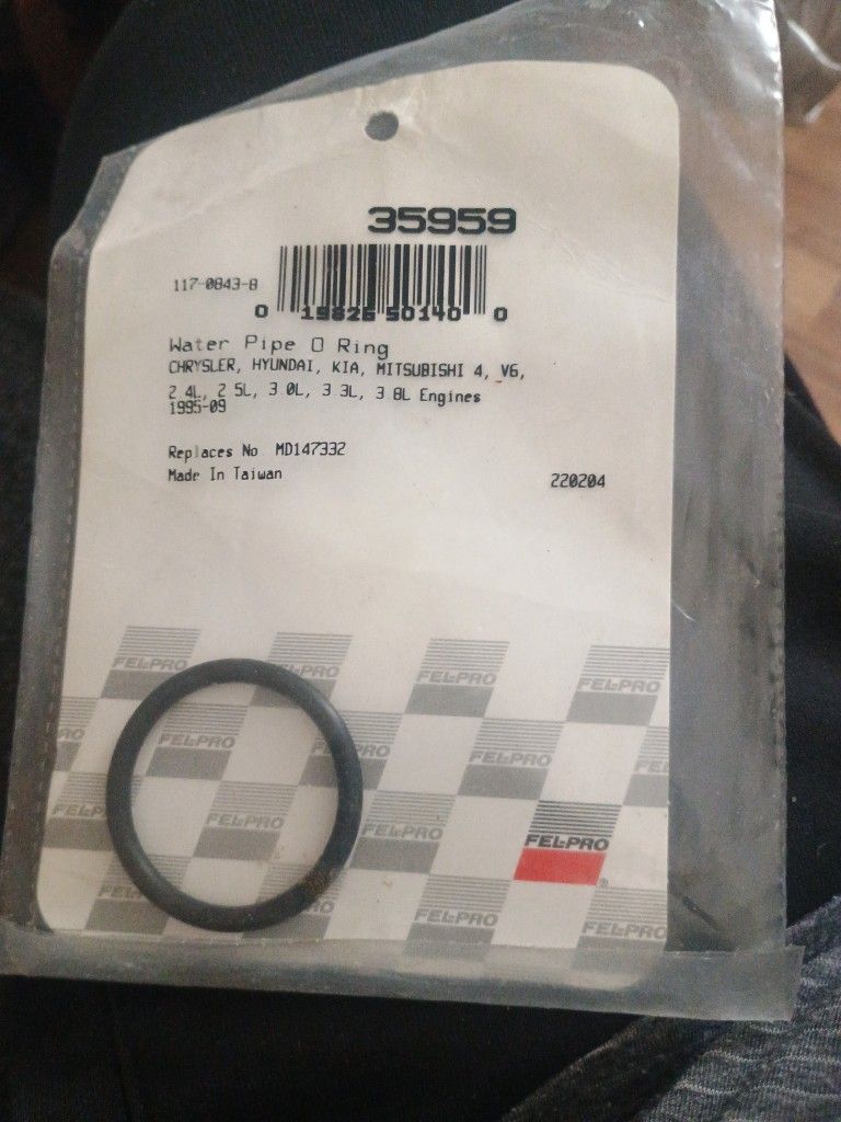 Water Pipe I Ring Chrysler, Hyundai, Kia,Mitsubishi 4, V6, 2 4o, 2 5L, 3 0L, 3 33L, 3 8L Engines Repales MD147332