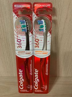 Colgate 360° Medium Advanced Whitening Toothbrushes, Price for Both