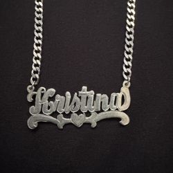 Kristina Name Plate Cuban Link Chain