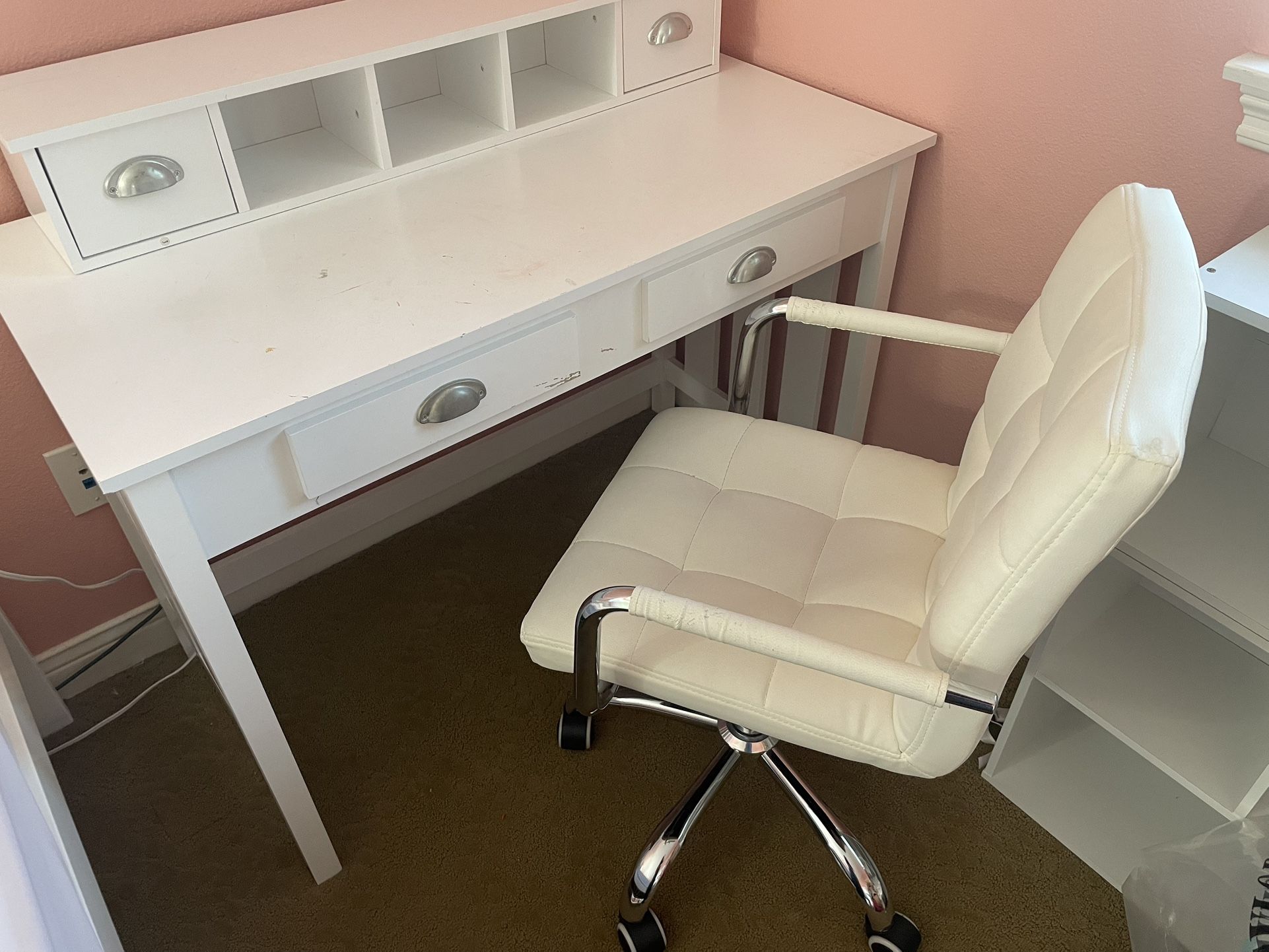 White Desk & Chair Set