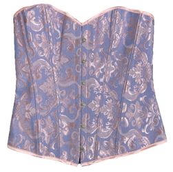 Women's Purple Lace Up Boned Overbust Corset Size Small Jacquard Fairycore Sexy