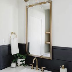 Frame My Mirror Gold Bathroom Mirror for Wall, 22" x 30" Champagne Bronze Bathroom Vanity Mirror, Ma