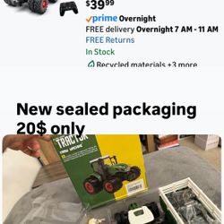 Remote Control Tractor Toy, Kids RC Tractor Set & Truck and Trailer Front Loader - Metal Car Head/8 Wheel/Light, Toddlers Farm Vehicle Toys for 3 4 5 