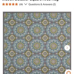 Patio Rug New 7x7 Ft Outdoor/Indoor