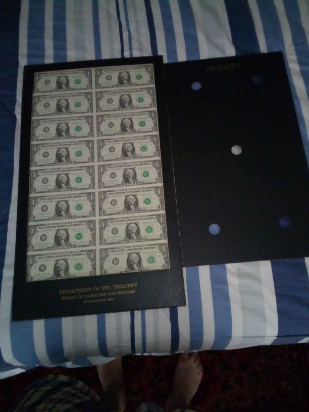 1981 Uncut Sheet Of 16 Banknotes- New York Issued