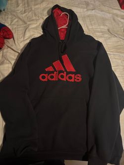 Adidas Men’s Black & Red Pullover Hoodie – Size 2XL