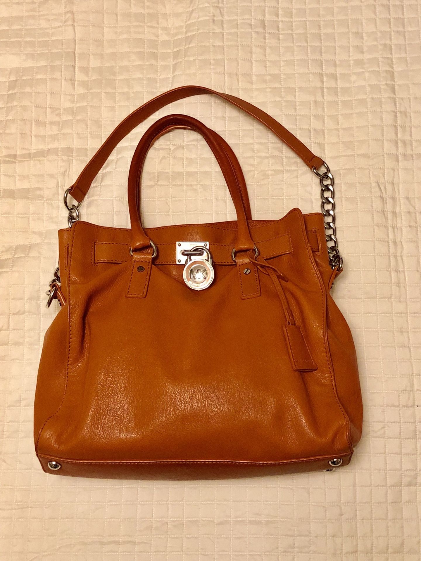 Michael Kors Hamilton Large Ns Orange Saffiano Leather Tote Bag Purse