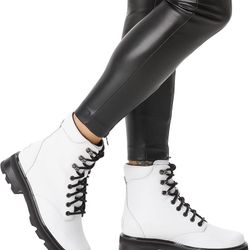 Sorel Lennox Waterproof Lace-Up Boots White and Black Size 8.5‎ New Retail $190
