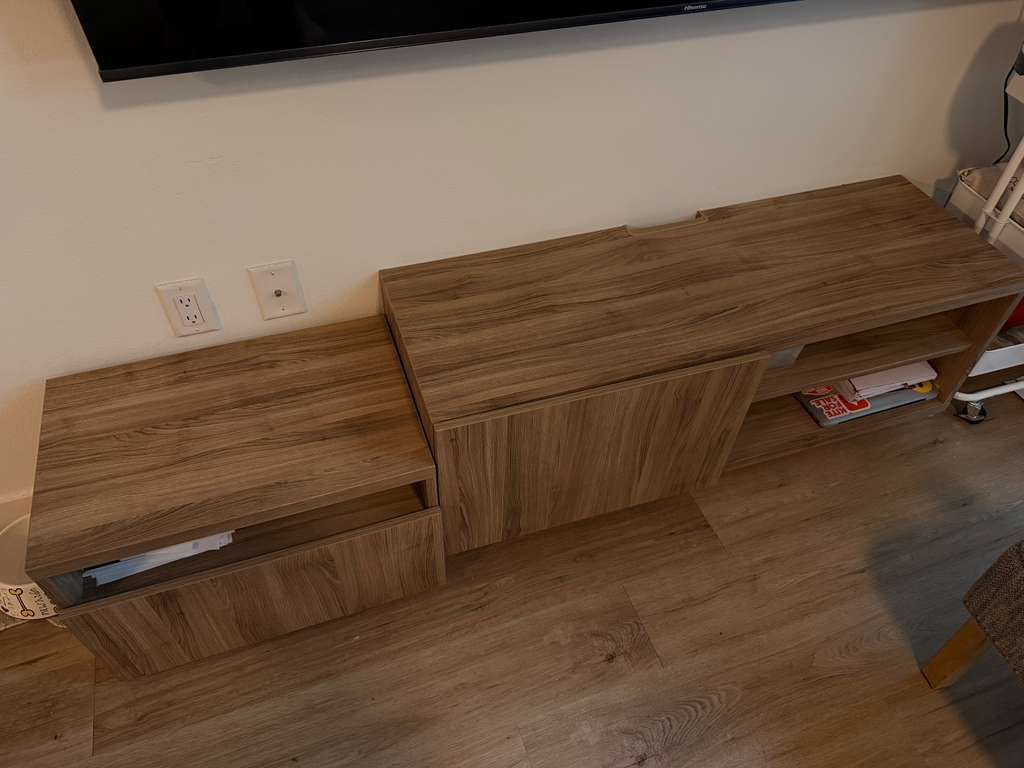 Modern white furniture set (shelves + TV console)