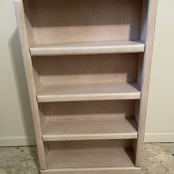 Whitewashed Wood Cabinet With 4 Shelves