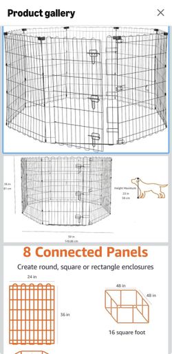 New in box Foldable Metal Exercise Dog Playpen, Indoor/Outdoor, Single Door, 8 Panels, 36 Inches, Medium, Black