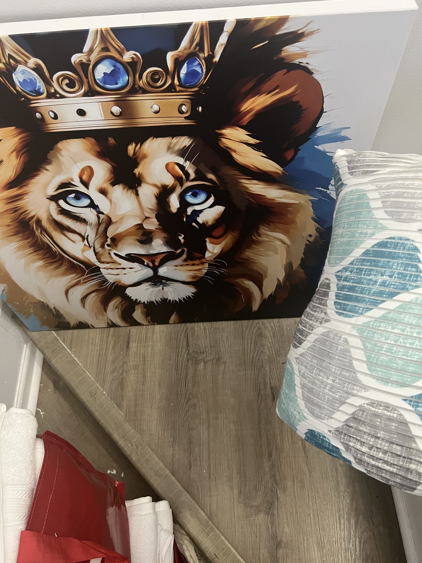 Lion with King Crown 30” X 30” Wrapped Canvas Art