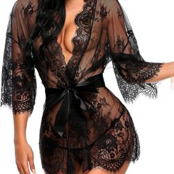 Black Lace Robe 