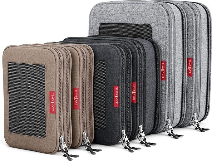 LeanTravel Compression Packing Cubes with Double Zipper – Travel Organizers 6-pack