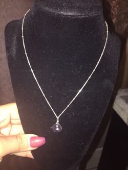 925 Silver necklace with crystal charm $20