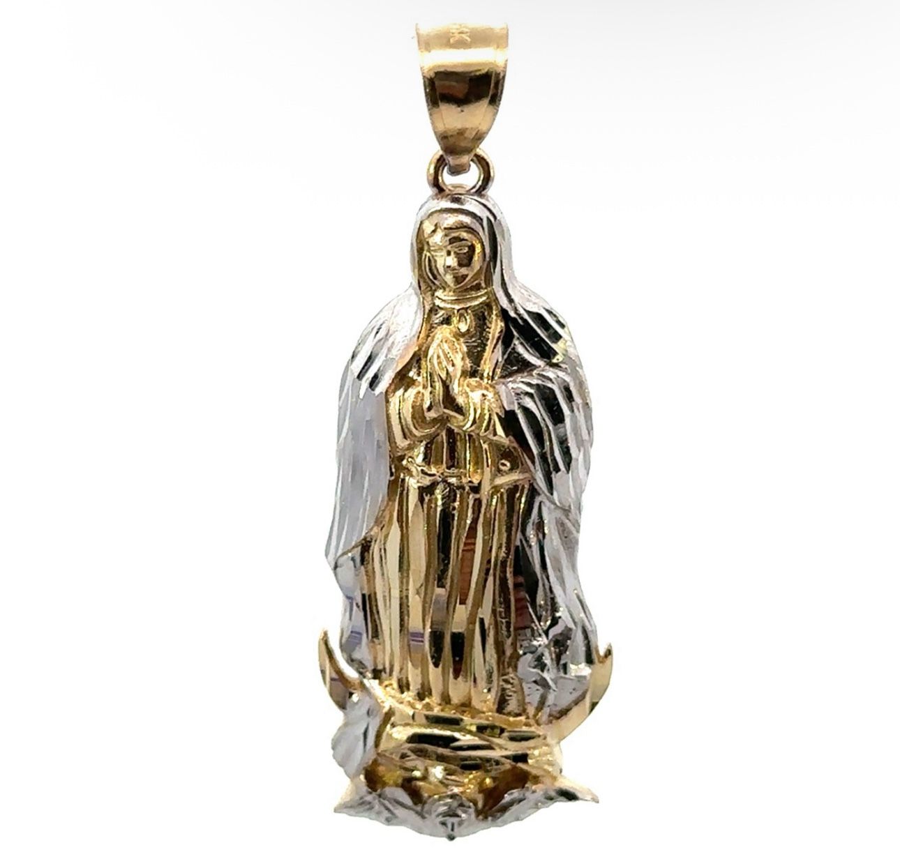 10k Two Toned White Yellow Gold Virgin Mary Pendant Charm For Necklace GP3118164