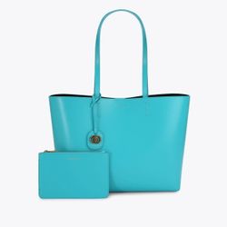 New Kurt Geiger London Teal Blue Leather Tote Bag Shopper 