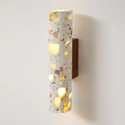 Modern Clasten Wall Lamp in Walnut and Beige