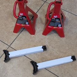 2 Ton (4000 lb) Steel Jack Stands Adjustable 9.8 to 15 in, Black Red, 2 Jack Stands