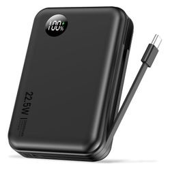 PowerBank 20000mAh PD35W with built-in data cable for iPhone, Samsung, Android, iPad, AirPods, Google iPad tablets, etc.